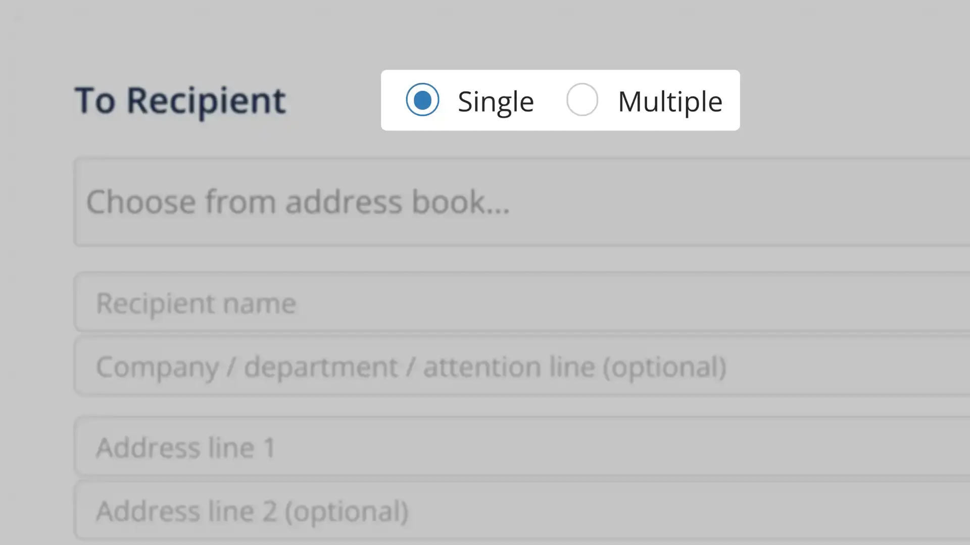 DocuPost Send Postcard To Recipient section with options for single or multiple recipients.