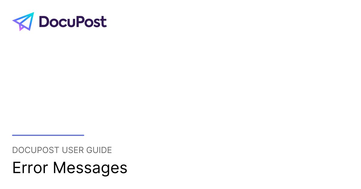 Error Messages | DocuPost User Guide